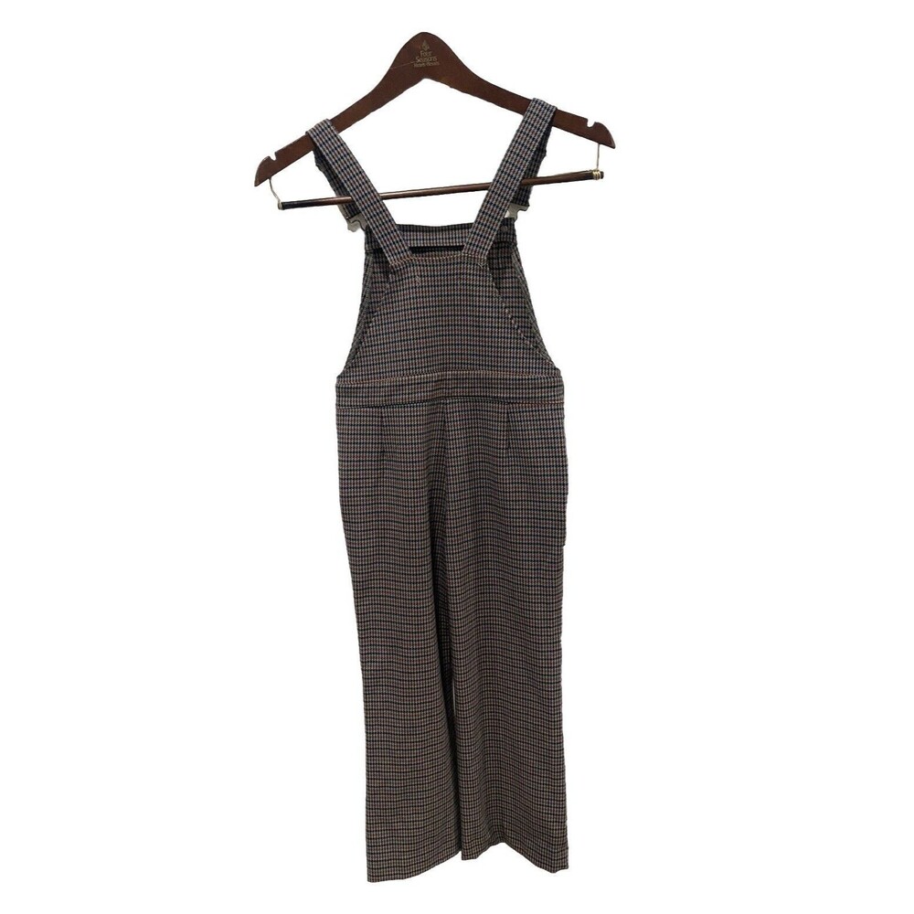 Zara Little Girls Houndstooth Pattern Overalls in Gray/Brown Size 9 - Picture 7 of 7